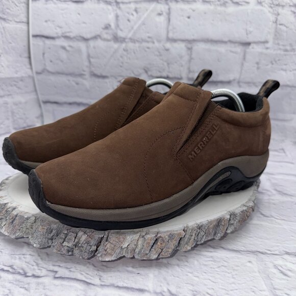 Merrell Men Jungle Moc Shoes 10.5 Brown Nubuck Slip On Hiking Walking Waterproof - Picture 4 of 12